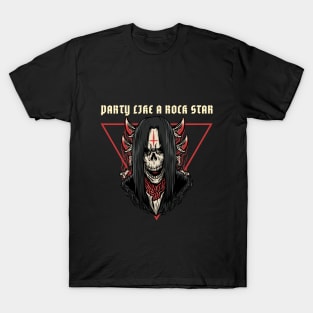 Evil Skull Party Like A Rock Star T-Shirt